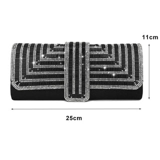 Black Clutch Purse and Handbag with Rhinestone Women