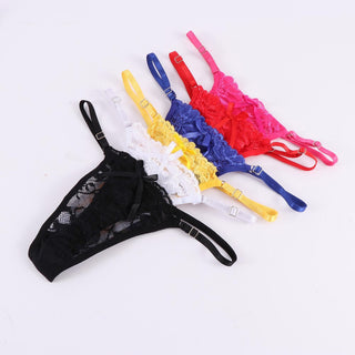 Women Thongs and G Strings Mini Thong Underwear Lace Panties Transparent Lingerie Briefs Women Sexy Adjustable Mujer