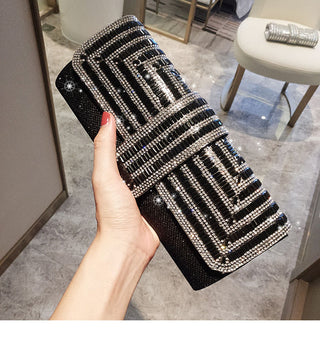 Black Clutch Purse and Handbag with Rhinestone Women