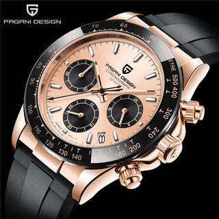 PAGANI DESIGN Top Brand New Rubber Strap Chronograph Watch Men Quartz Wristwatch Luxury Sapphire Glass Sports Watch Men Relogio