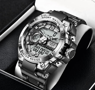 LIGE Digital Men Military Watch 50m Waterproof Wristwatch LED Quartz Clock Sport Watch Male Big Watches Men Relogios Masculino ALODIA STORE