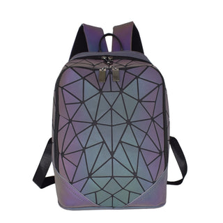 New Women Backpack Geometric Folding Bag Small Students School Bags For Teenage Girls Luminous Backpacks Hologram Daily Backpack