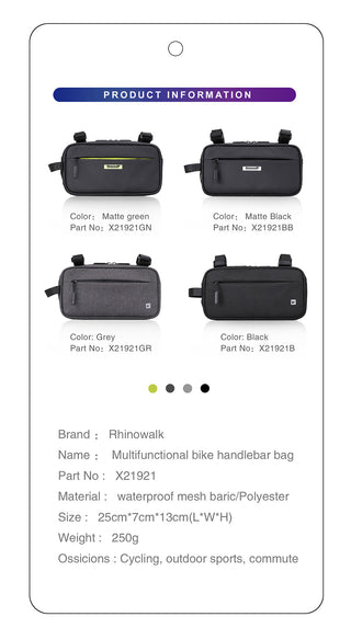 Rhinowalk Handlebar Bag Bicycle Bag Frame Pannier Bag Waterproof Multifunction Portable Shoulder Bag Cycling Bag Bike Accessorie