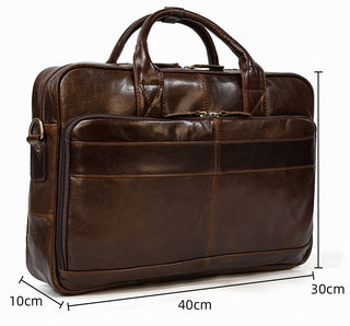 MAHEU Retro Laptop Briefcase Bag Genuine Leather Handbags Casual 15.6 Pad Bag Daily Working Tote Bags Men Male bag for documents