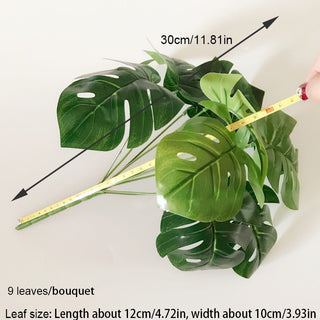 Plantes artificials Fulles de palmera verdes Monstera Jardí de la llar Sala d'estar Dormitori Decoració del balcó Planta falsa de plàstic tropical llarga