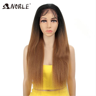 Noble Synthetic Lace Front Wig Long Kinky Straight Baby Hair 26 Inch Wigs For Black Women 0mbre wig Lace Front Synthetic Wigs