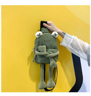 Personality Girl Small Bag Cartoon Cute Frog Bag Casual Messenger Bag Chest Bag Unisex Shoulder Crossbody Bag Nylon Women Bag