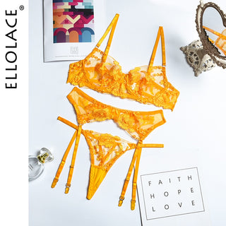 Ellolace Sexy Lingerie Exotic Costumes Lace Transparent Underwear Women Sensual Lingerie Woman Porn Erotic Lingerie 3 Pieces