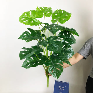 Plantes falses de 75 cm i 24 forquilles, branca d'arbre de monstera artificial gran, fulla de tortuga falsa de palmera tropical de plàstic per a la decoració de l'habitació del jardí de la llar