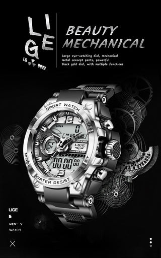LIGE Digital Men Military Watch 50m Waterproof Wristwatch LED Quartz Clock Sport Watch Male Big Watches Men Relogios Masculino ALODIA STORE