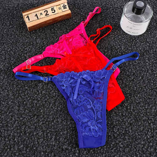 Women Thongs and G Strings Mini Thong Underwear Lace Panties Transparent Lingerie Briefs Women Sexy Adjustable Mujer