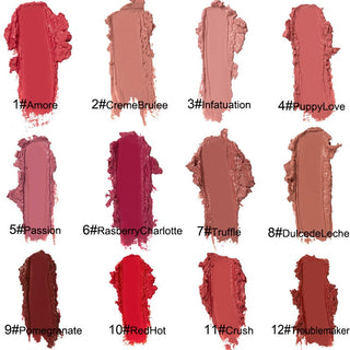 12 colors silky cream texture lip gloss lip glaze easy to color lasting moisturizing lipstick makeup