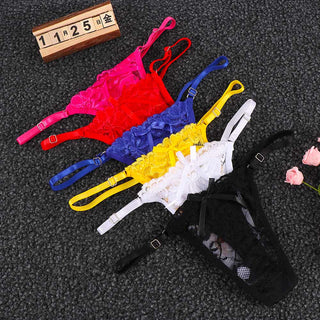 Women Thongs and G Strings Mini Thong Underwear Lace Panties Transparent Lingerie Briefs Women Sexy Adjustable Mujer