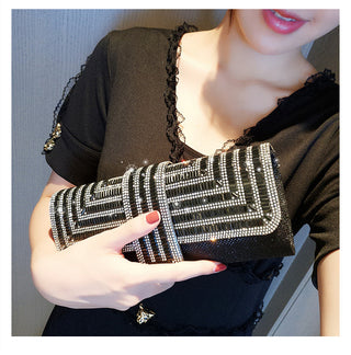 Black Clutch Purse and Handbag with Rhinestone Women