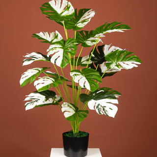 Plantes falses de 75 cm i 24 forquilles, branca d'arbre de monstera artificial gran, fulla de tortuga falsa de palmera tropical de plàstic per a la decoració de l'habitació del jardí de la llar