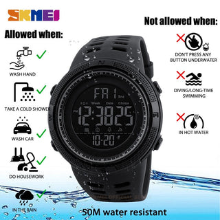 SKMEI Fashion Outdoor Sport Watch Men Multifunction Watches Alarm Clock Chrono 5Bar Waterproof Digital Watch reloj hombre 1251 ALODIA STORE