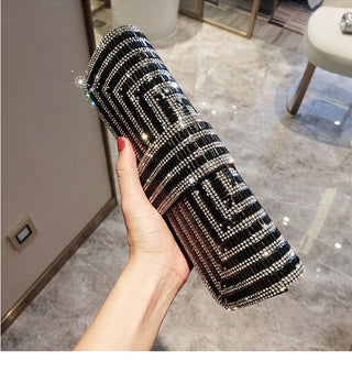 Black Clutch Purse and Handbag with Rhinestone Women