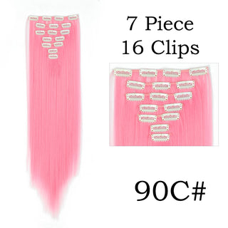 24Inchs 16 Clips in Hair Extensions Long Straight Hairstyle Synthetic Blonde Black Hairpieces Heat Resistant False Hair