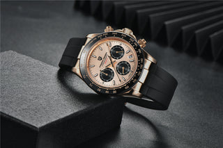 PAGANI DESIGN Top Brand New Rubber Strap Chronograph Watch Men Quartz Wristwatch Luxury Sapphire Glass Sports Watch Men Relogio