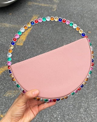 Luxury Colored Diamond Half Moon Women Purses and Handbags Evening Bag Serpentine Designer Party Clutch Bag Chic Wedding Bag