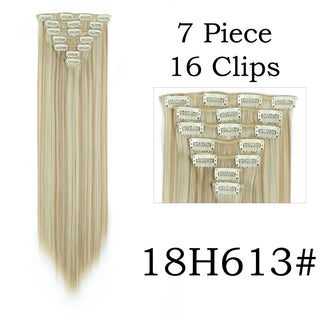 24Inchs 16 Clips in Hair Extensions Long Straight Hairstyle Synthetic Blonde Black Hairpieces Heat Resistant False Hair