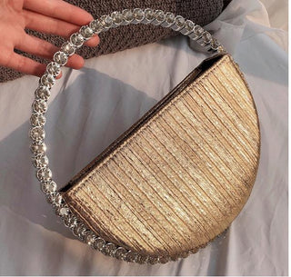 Luxury Colored Diamond Half Moon Women Purses and Handbags Evening Bag Serpentine Designer Party Clutch Bag Chic Wedding Bag