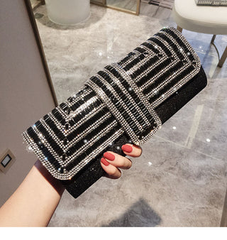 Black Clutch Purse and Handbag with Rhinestone Women