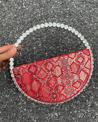 Luxury Colored Diamond Half Moon Women Purses and Handbags Evening Bag Serpentine Designer Party Clutch Bag Chic Wedding Bag