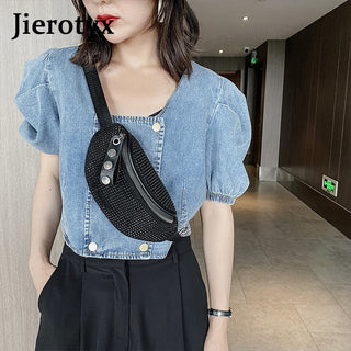 JIEROTYX Fashion Rhinestones Women waist bag