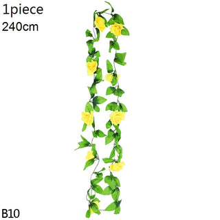 Guirnalda de fulles d'heura de vinya de flors artificials de glicines, flors de roses de seda, vinya de corda de vímet, flor d'arc de casament, decoració del jardí de la llar