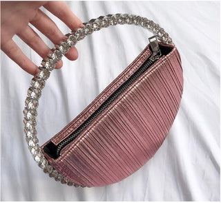 Luxury Colored Diamond Half Moon Women Purses and Handbags Evening Bag Serpentine Designer Party Clutch Bag Chic Wedding Bag