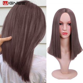 Wignee Straight Short Hair Synthetic Wigs For Women Heat Resistant Ombre Daily Soft Hair Glueless Daily Fiber Wigs Red Hair