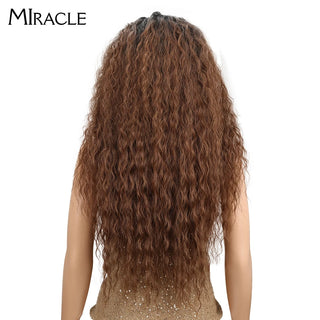 Perruca sintètica amb encaix frontal 13*4 Perruques afro arrissades Perruca cosplay Perruca amb encaix color ros per a dones Perruques naturals de 30 polzades Miracle Hair