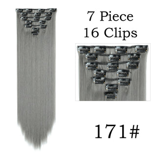 24Inchs 16 Clips in Hair Extensions Long Straight Hairstyle Synthetic Blonde Black Hairpieces Heat Resistant False Hair