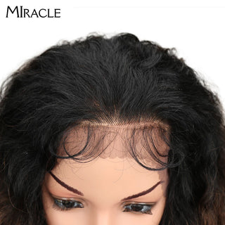 Perruca sintètica amb encaix frontal 13*4 Perruques afro arrissades Perruca cosplay Perruca amb encaix color ros per a dones Perruques naturals de 30 polzades Miracle Hair