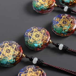 Natural Crystal Chakra Orgone Energy 7 Chakra Stones Pendant Energizing Necklace Absorbs Negative Energy Bring Lucky Necklace