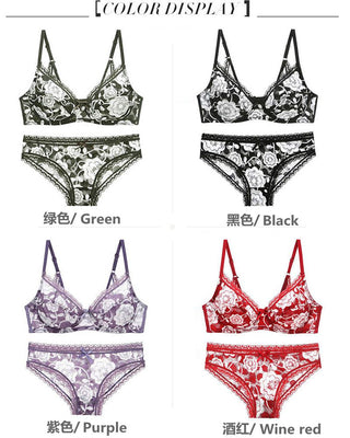 DaiNaFang Womens Push Up Underwear Sexy BCDE Cup Plus Size Lingerie Lace Print Embroidery Panties Bra Sets For Lady