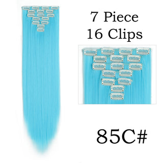 24Inchs 16 Clips in Hair Extensions Long Straight Hairstyle Synthetic Blonde Black Hairpieces Heat Resistant False Hair