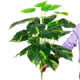 Plantes falses de 75 cm i 24 forquilles, branca d'arbre de monstera artificial gran, fulla de tortuga falsa de palmera tropical de plàstic per a la decoració de l'habitació del jardí de la llar