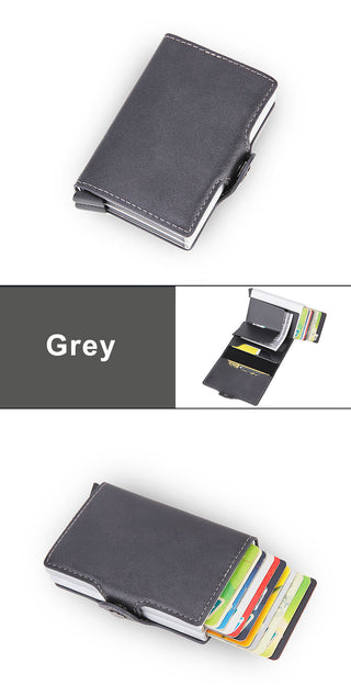 Credit Card Holder Wallet Leather Metal Aluminum