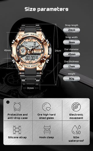 LIGE Digital Men Military Watch 50m Waterproof Wristwatch LED Quartz Clock Sport Watch Male Big Watches Men Relogios Masculino ALODIA STORE