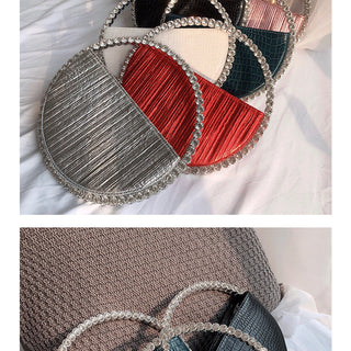 Luxury Colored Diamond Half Moon Women Purses and Handbags Evening Bag Serpentine Designer Party Clutch Bag Chic Wedding Bag