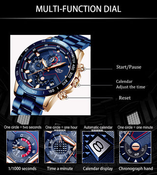 LIGE Men Watches Top Brand Luxury Stainless Steel Blue Waterproof Quartz Watch Men Fashion Chronograph Male Sport Military Watch