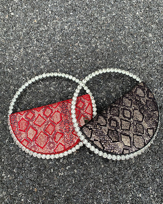 Luxury Colored Diamond Half Moon Women Purses and Handbags Evening Bag Serpentine Designer Party Clutch Bag Chic Wedding Bag