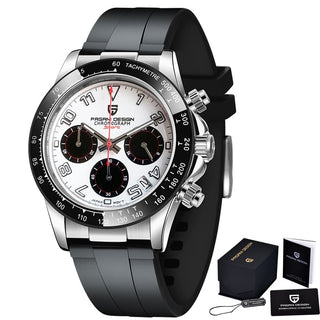 PAGANI DESIGN Top Brand New Rubber Strap Chronograph Watch Men Quartz Wristwatch Luxury Sapphire Glass Sports Watch Men Relogio