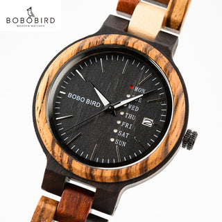 BOBO BIRD Luxury Wood Couple Watches for Men Watch Auto Date Man Watch for Women Handmade Quartz Wristwatch Relogio Masculino