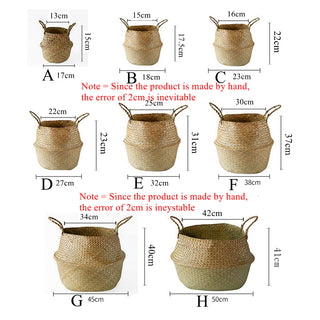 LuanQI Cistella de vímet Organitzador de joguines Cistella d'emmagatzematge d'herbes marines de vímet plegable Cistella de bugaderia Teixida Test de plantes per al jardí de casa