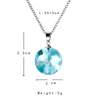 Chic Transparent Resin Rould Ball Moon Pendant Necklace Women Blue Sky White Cloud Chain Necklace Fashion Jewelry Gifts for Girl