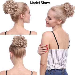 HAIRRO Synthetic Chignon Drawstring Scrunchies Elastic Band Hair Bun Straight Updo Hairpiece Synthetic Hair Natural Fake Hair