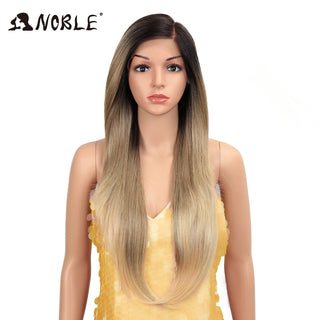 Noble Hair Synthetic Lace Front Wig Long straight 28 Inch Lace Wig Ombre Blonde Wig Heat Resistant Wigs For Women Lace Front Wig